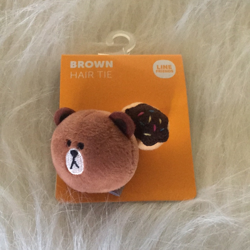 Brown & donut hair tie - LINE character